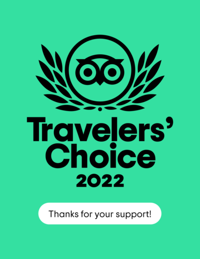 Nous avons reçu le prix "Traveler's Choice" de TripAdvisor en 2022 !